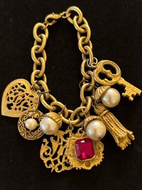 French Etruscan RARE VTG Charm Bracelet